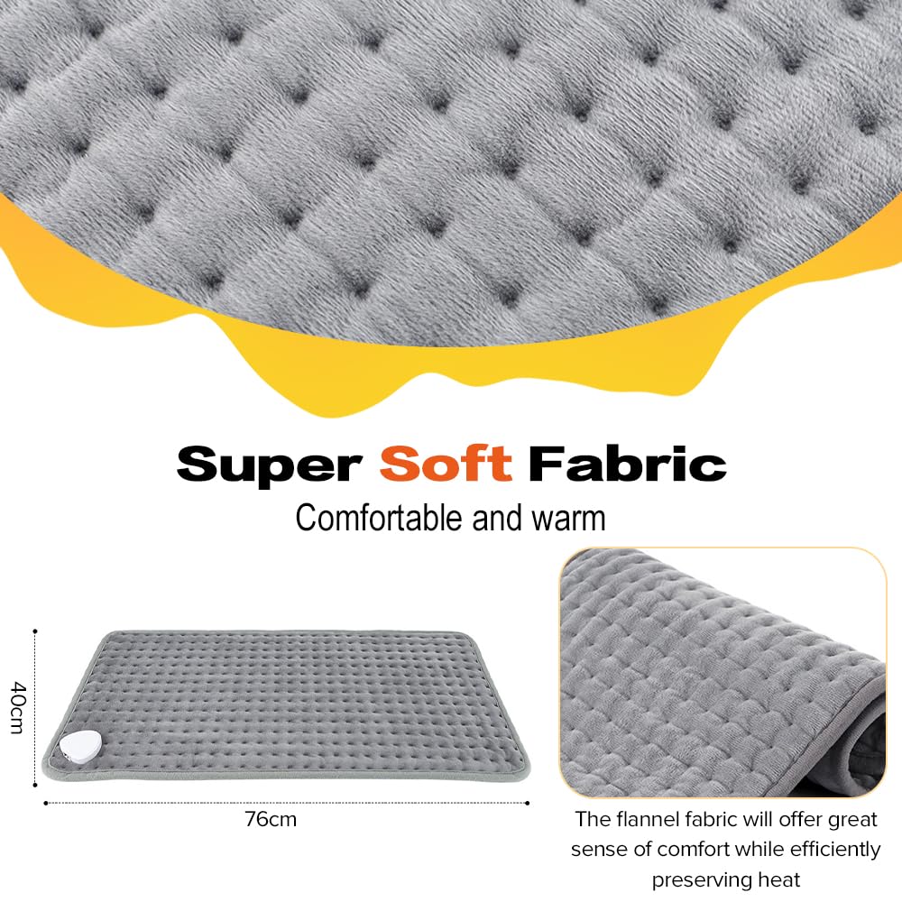 Electric Heating Pad 9 Heat Settings Grey 76x40 Therapeutic NEW