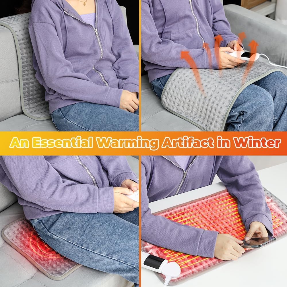 Electric Heating Pad 9 Heat Settings Grey 76x40 Therapeutic NEW