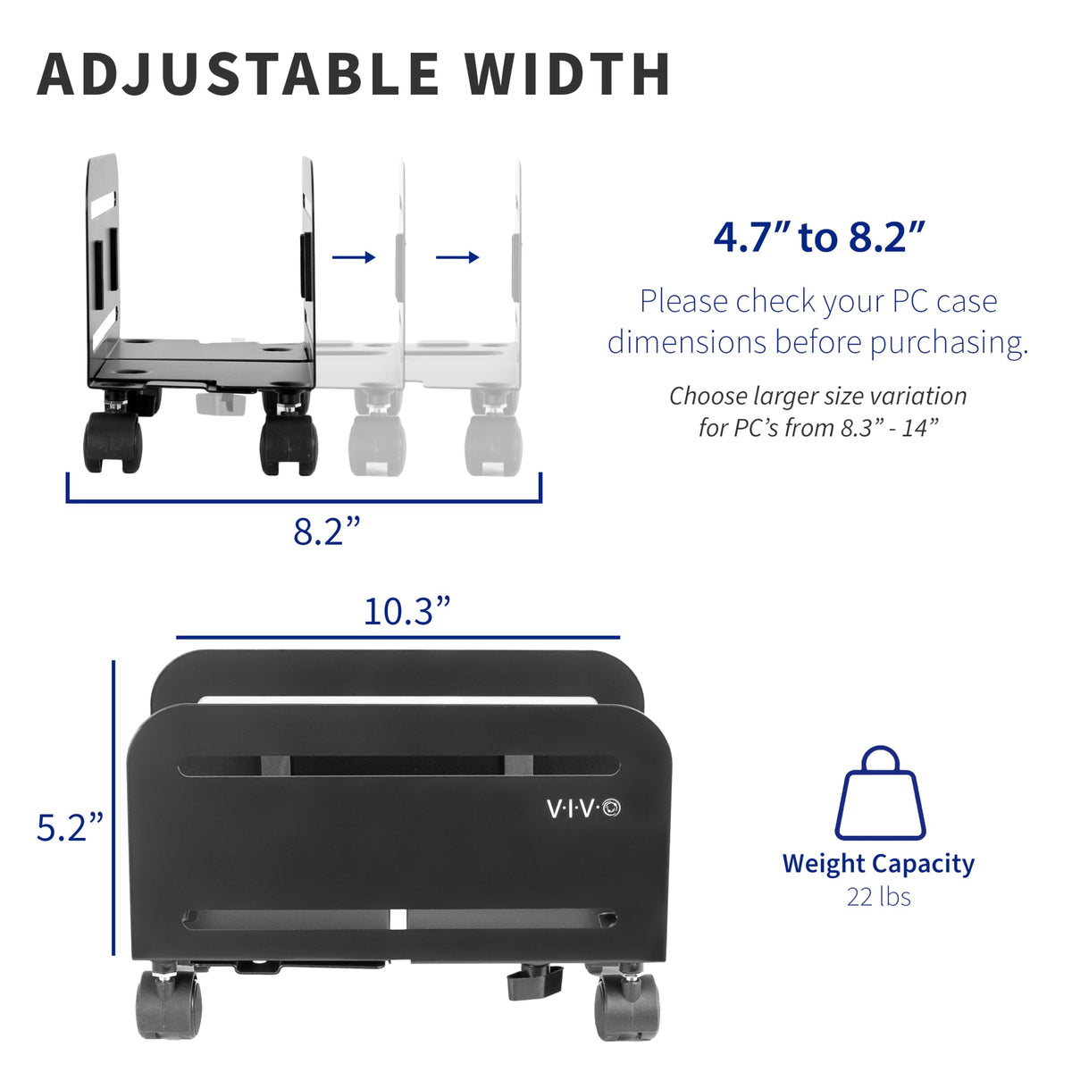 VIVO Black ATX Computer Tower Desktop Case with Rolling Stand NEW