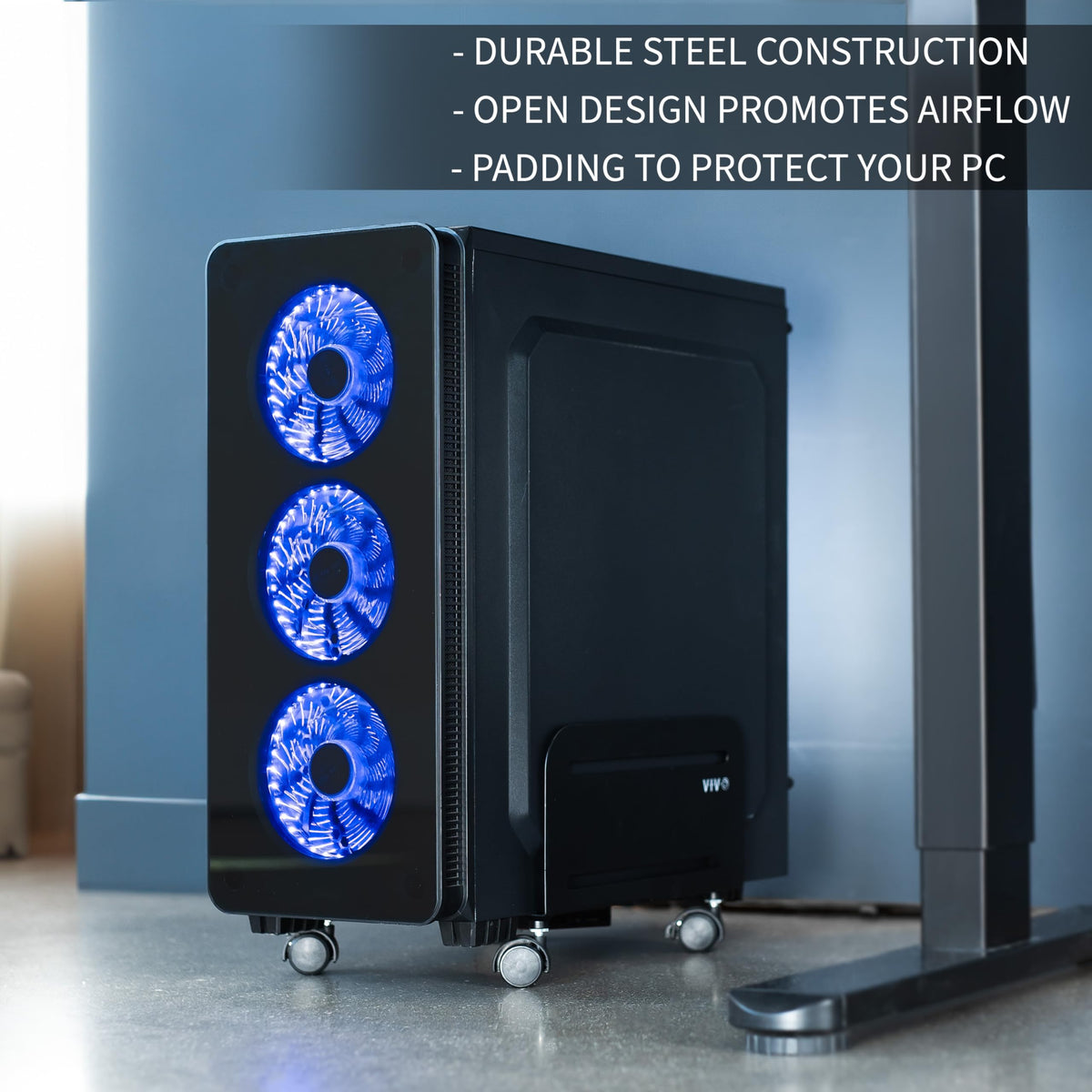 VIVO Black ATX Computer Tower Desktop Case with Rolling Stand NEW