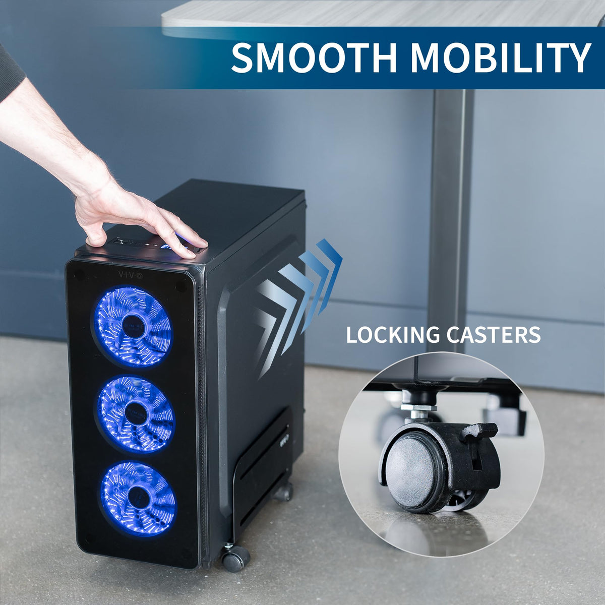 VIVO Black ATX Computer Tower Desktop Case with Rolling Stand NEW