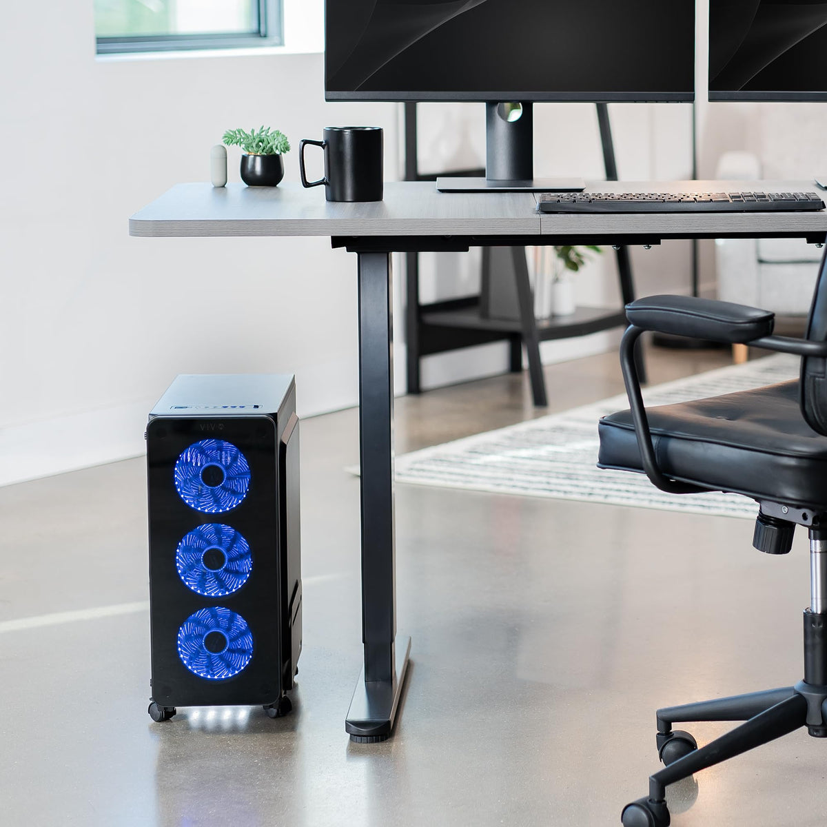VIVO Black ATX Computer Tower Desktop Case with Rolling Stand NEW