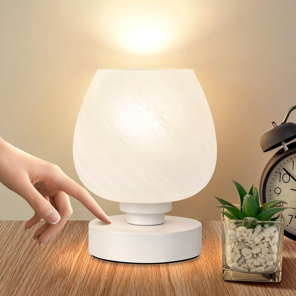Soilsiu White Touch Bedside Table Lamp with 3 Way Dimmer LED NEW