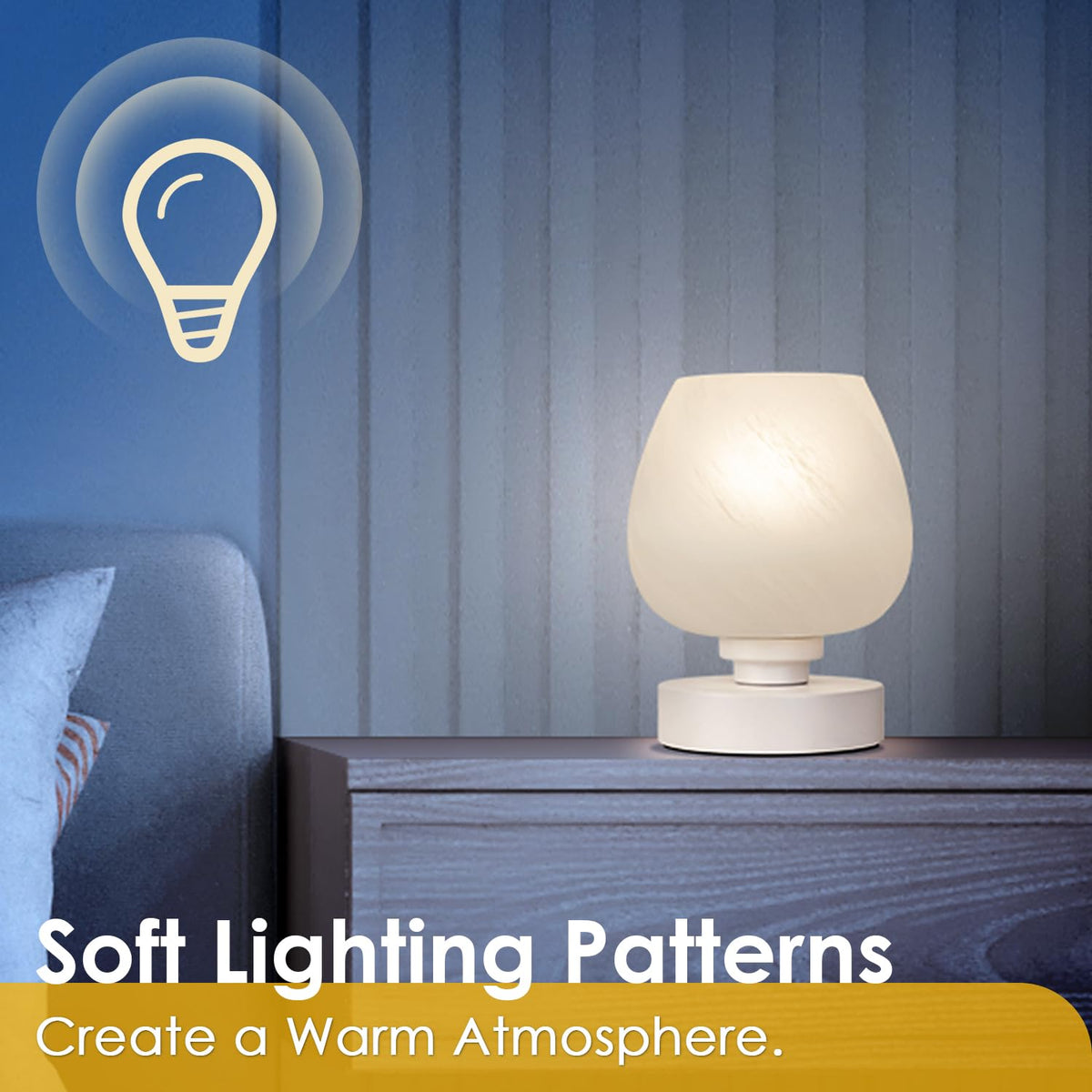 Soilsiu White Touch Bedside Table Lamp with 3 Way Dimmer LED NEW