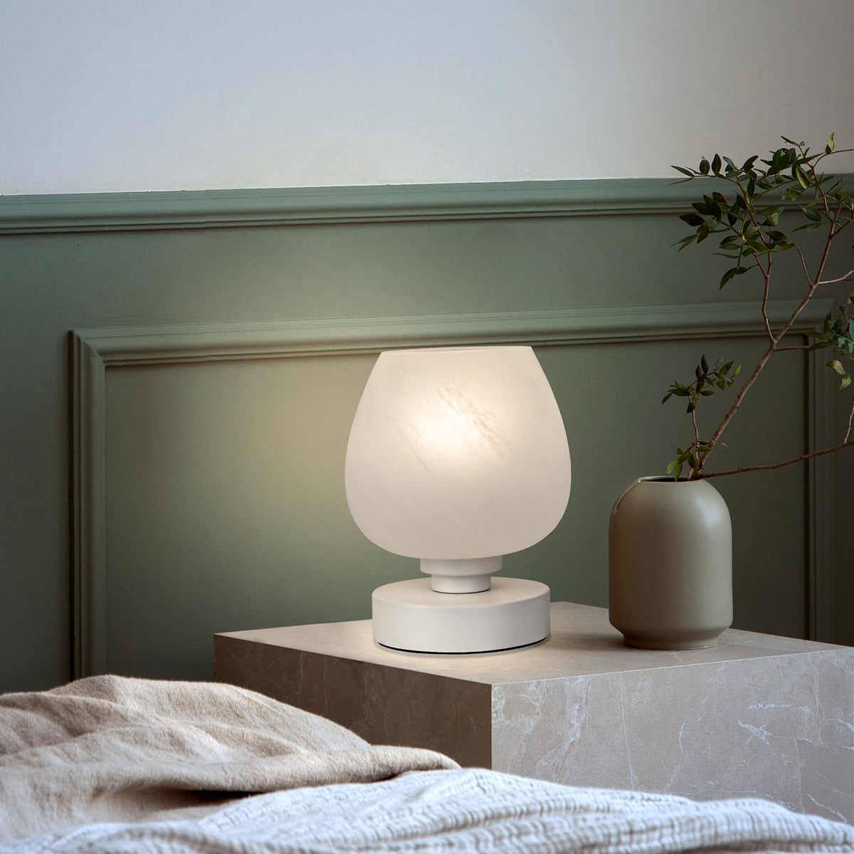 Soilsiu White Touch Bedside Table Lamp with 3 Way Dimmer LED NEW