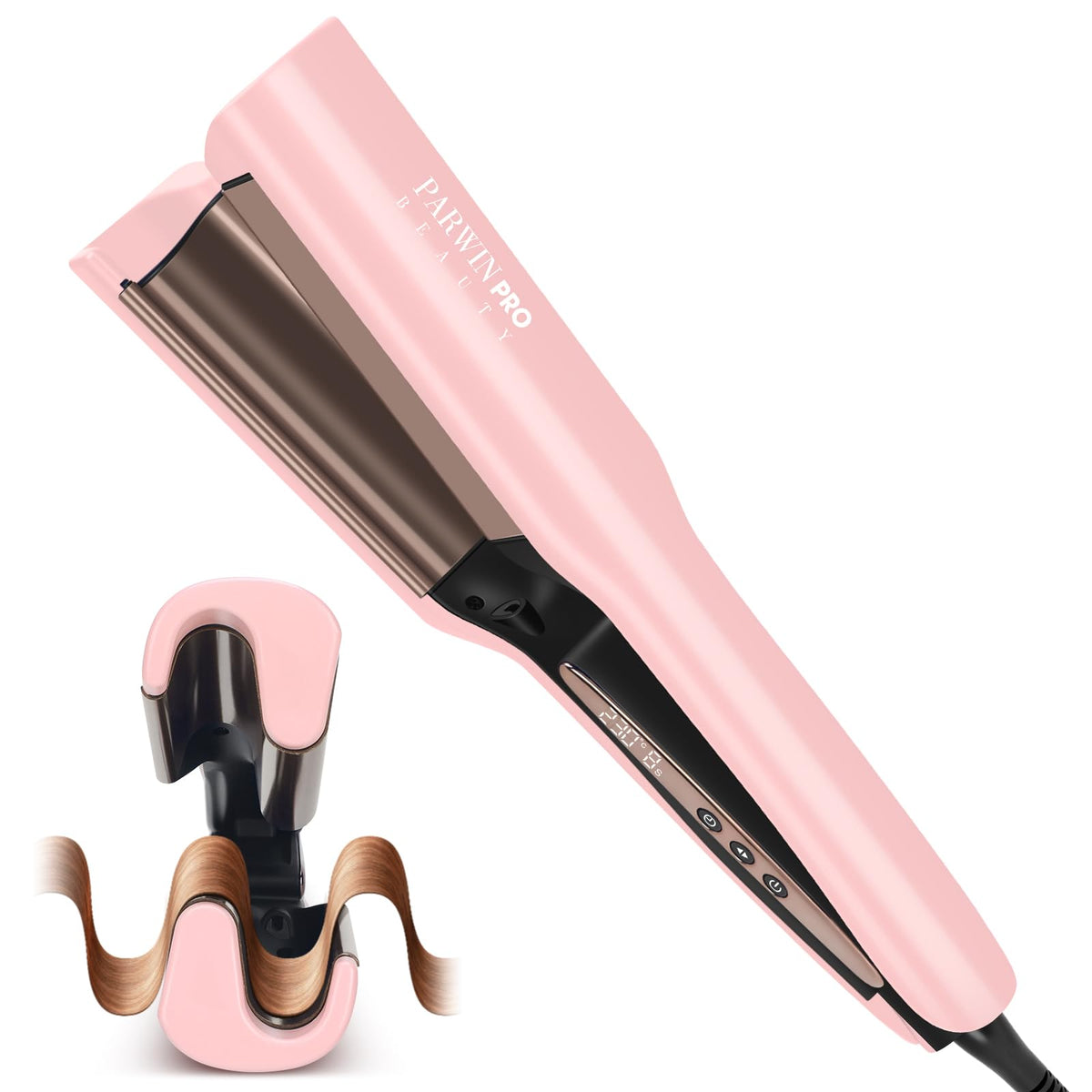 PARWIN PRO Wavers BEAUTY 25mm Deep Wave Hair Crimper Pink Barrel Tool NEW