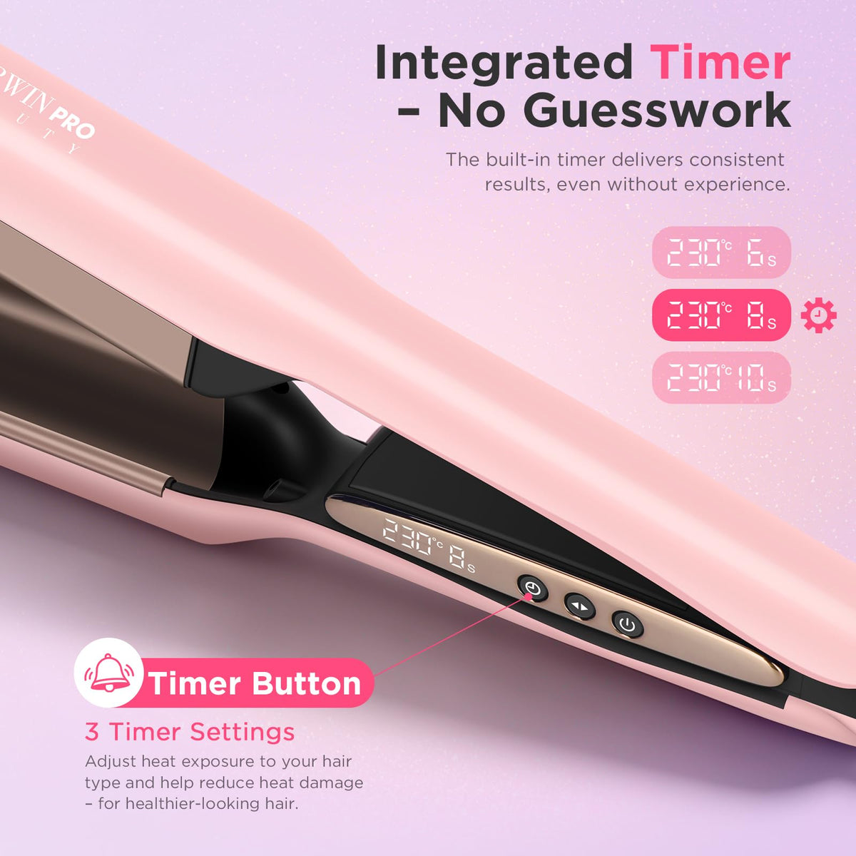 PARWIN PRO Wavers BEAUTY 25mm Deep Wave Hair Crimper Pink Barrel Tool NEW