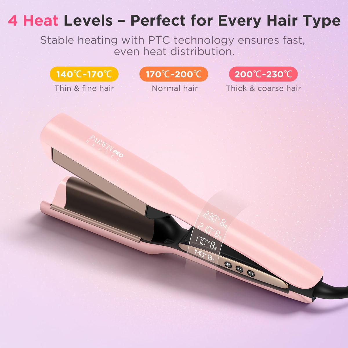 PARWIN PRO Wavers BEAUTY 25mm Deep Wave Hair Crimper Pink Barrel Tool NEW