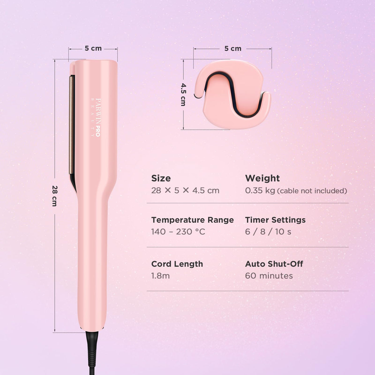 PARWIN PRO Wavers BEAUTY 25mm Deep Wave Hair Crimper Pink Barrel Tool NEW
