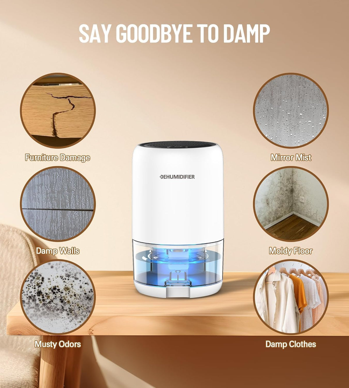 Karmotte 1L Portable Dehumidifier White Quiet Air Quality Size 1L NEW