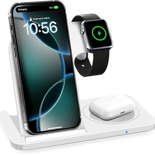 3-in-1 Wireless Charging Station for iPhone Apple Watch AirPods White DEMO