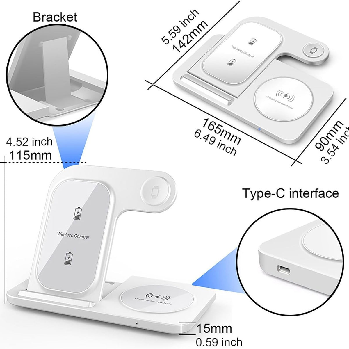 3-in-1 Wireless Charging Station for iPhone Apple Watch AirPods White DEMO