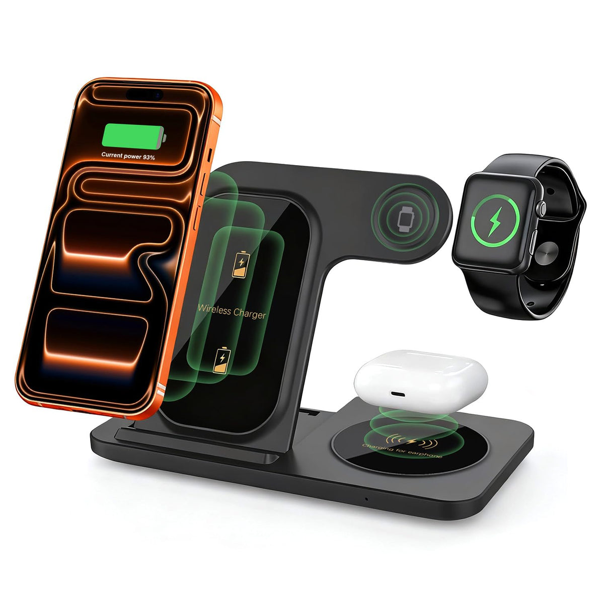 3-in-1 Wireless Charging Station for iPhone Apple Watch AirPods White DEMO