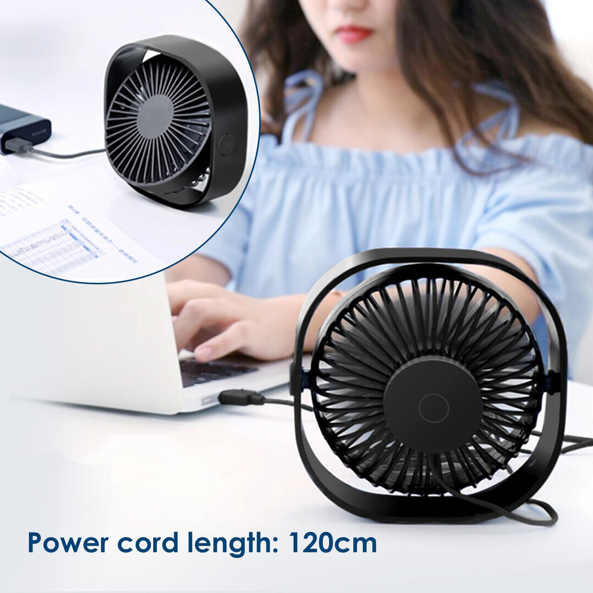 Simpeak Mini USB Fans USB Desk Fan Quiet Portable Black 12.5cm Small Size NEW