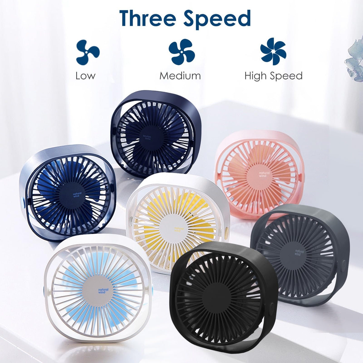 Simpeak Mini USB Fans USB Desk Fan Quiet Portable Black 12.5cm Small Size NEW