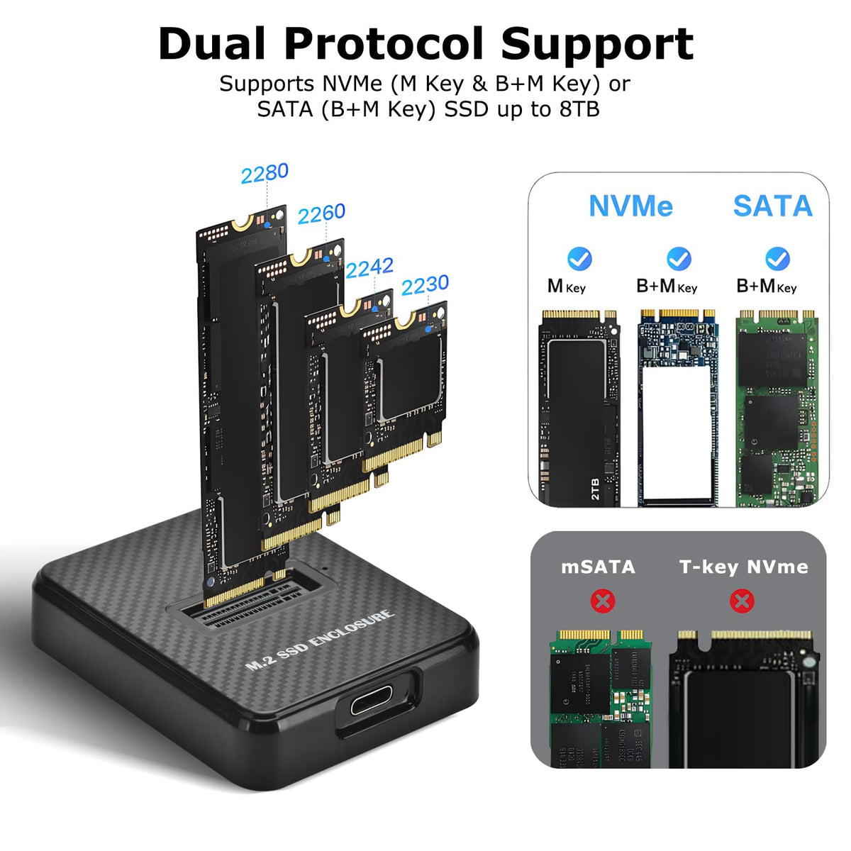 M.2 NVMe SATA USB 3.0 Docking Station 10Gbps Black Aluminum NEW