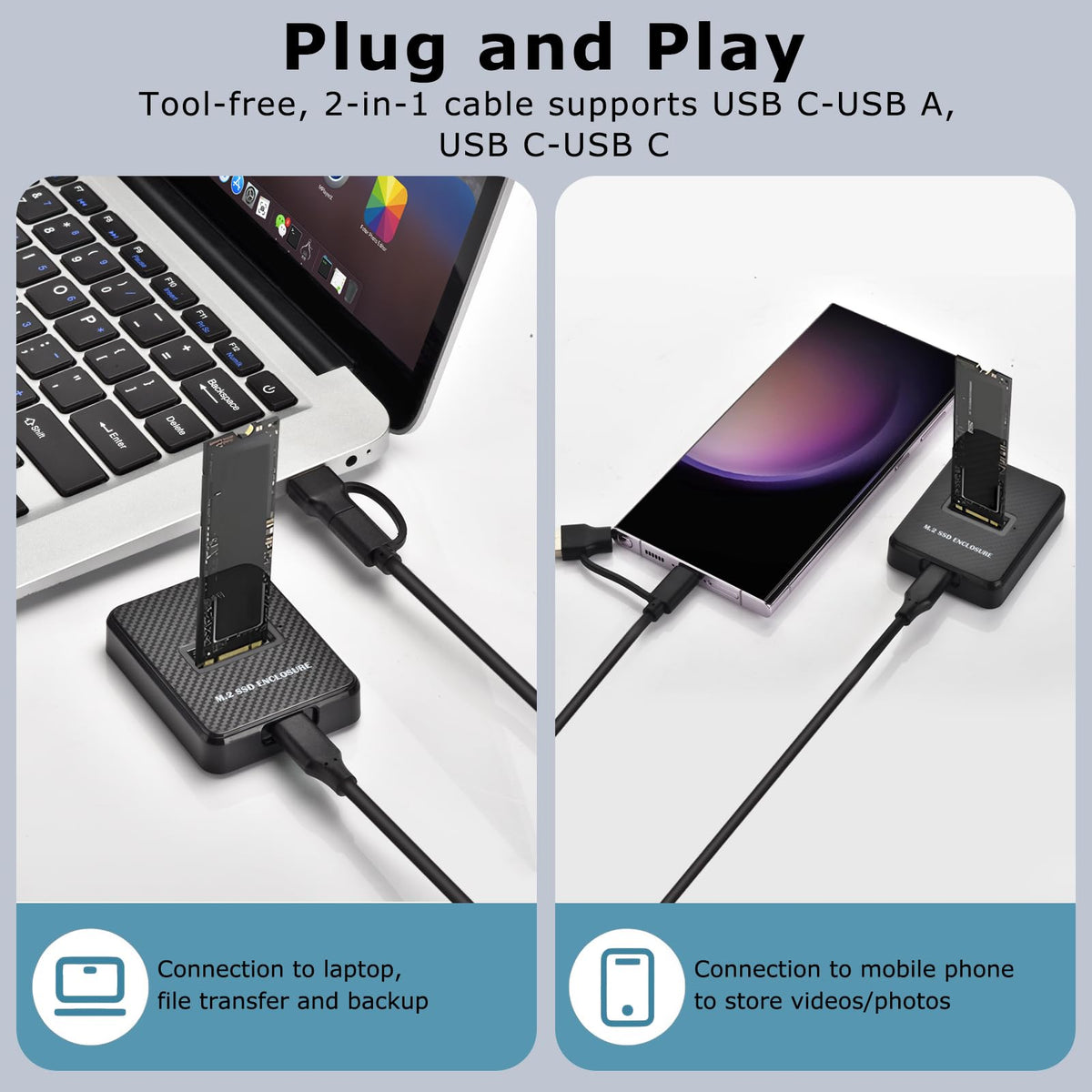 M.2 NVMe SATA USB 3.0 Docking Station 10Gbps Black Aluminum NEW
