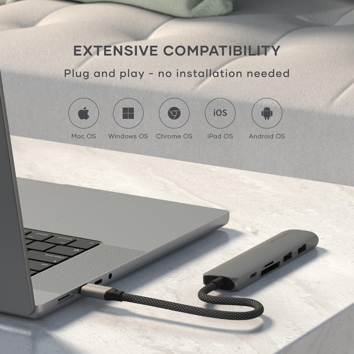 Satechi 6-in-1 USB Hubs USB-C Hub 4K HDMI Multiport Adapter Space Grey DEMO