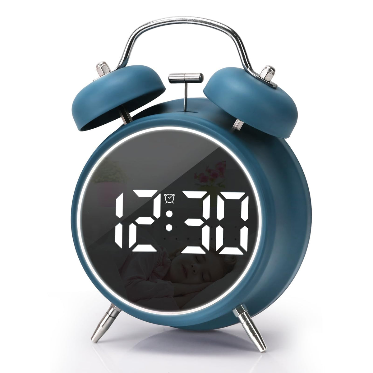 Blue Digital Classic Style Alarm Clock with LED Display 4.5 Inches DEMO
