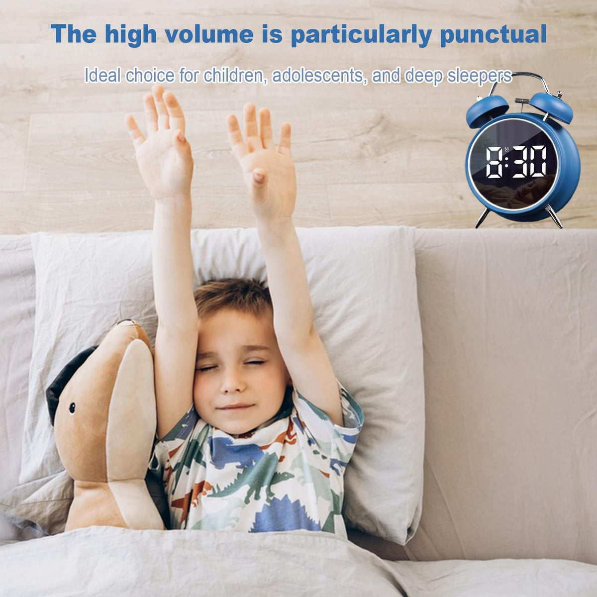 Blue Digital Classic Style Alarm Clock with LED Display 4.5 Inches DEMO