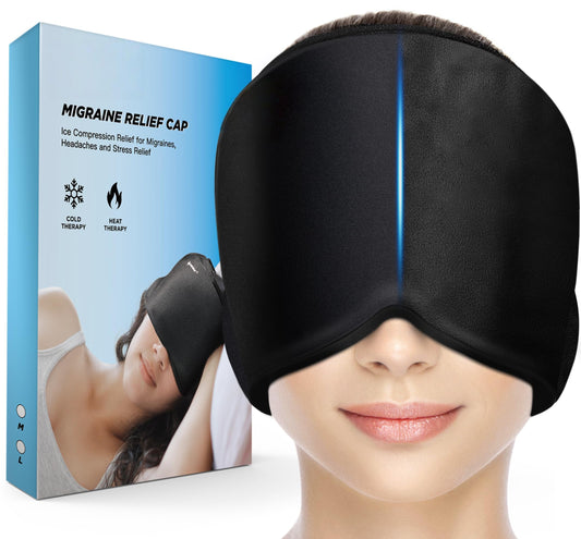 Cold Therapy Migraine Relief Cap Black One Size Headache Hat Size One Size NEW
