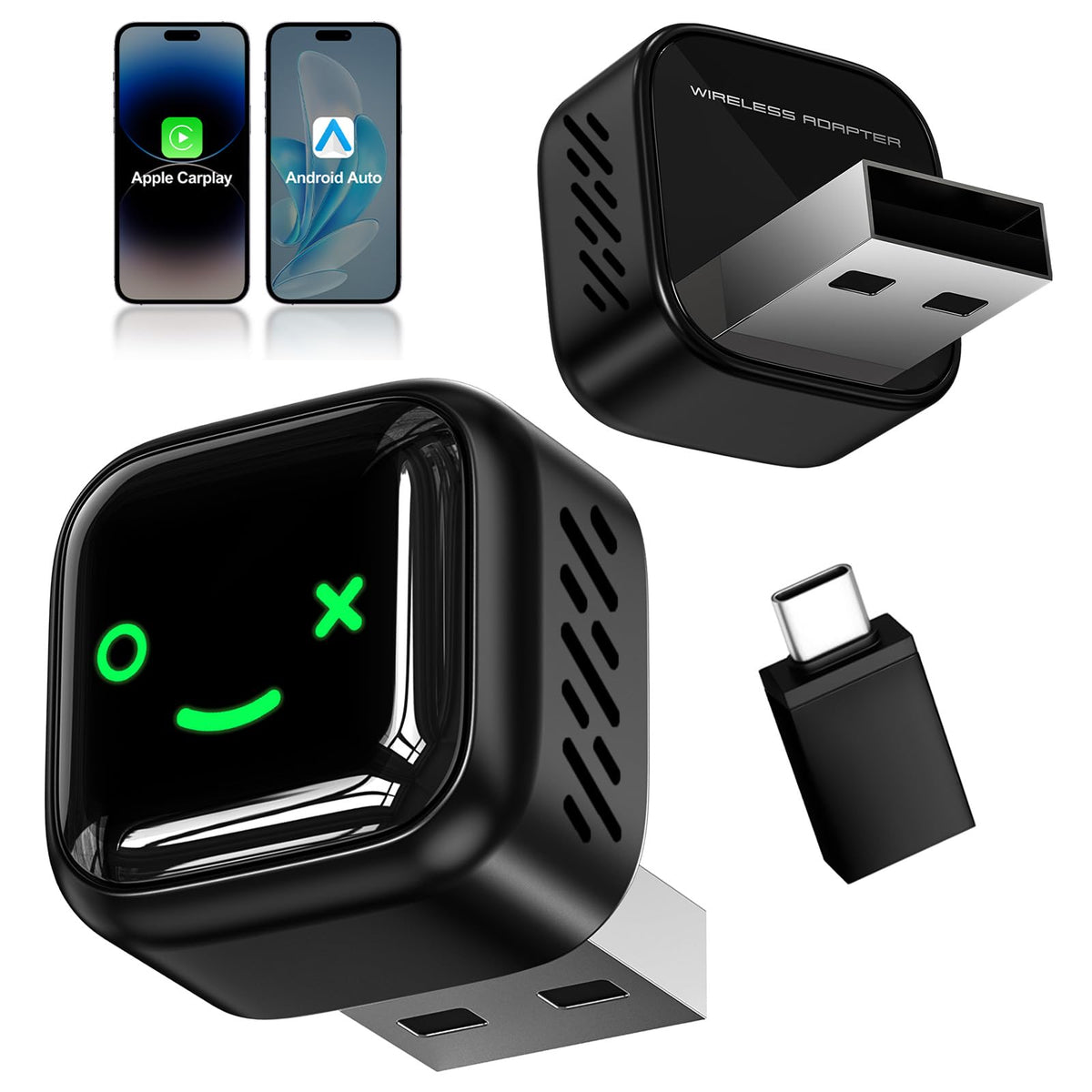 Wireless CarPlay Android Auto Adapter 5.8GHz Radio - Black NEW