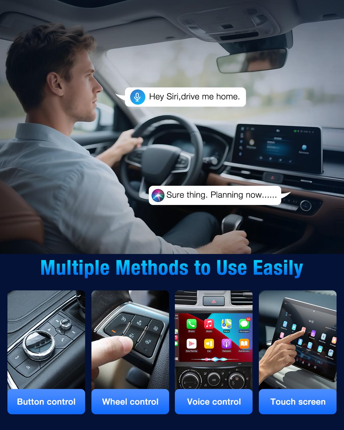 Wireless CarPlay Android Auto Adapter 5.8GHz Radio - Black NEW