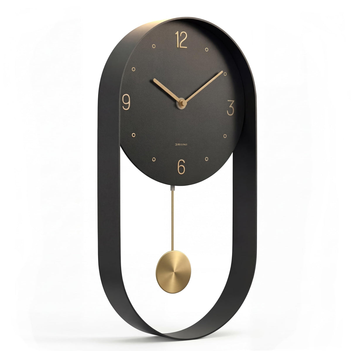 Driini Black Modern Pendulum Wall Clock 8x15.5 inches Metal Frame Size 8 NEW