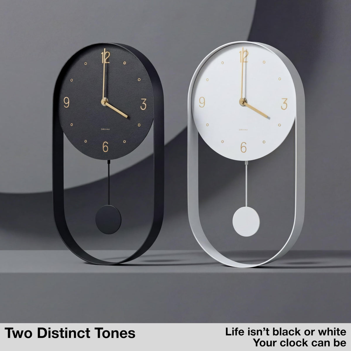 Driini Black Modern Pendulum Wall Clock 8x15.5 inches Metal Frame Size 8 NEW