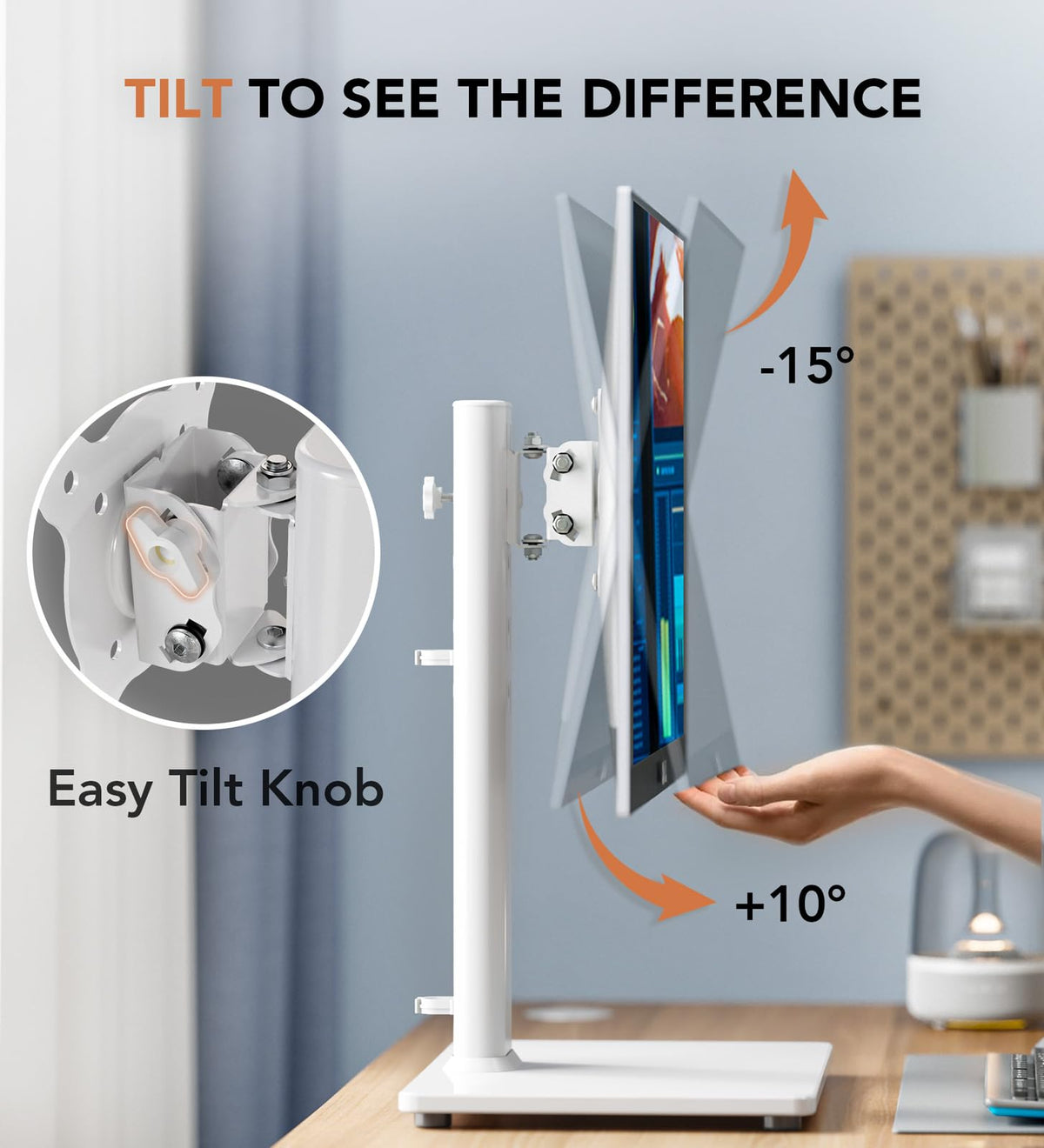 Hemudu White Tempered Glass Single LCD Monitor Stand Riser DEMO