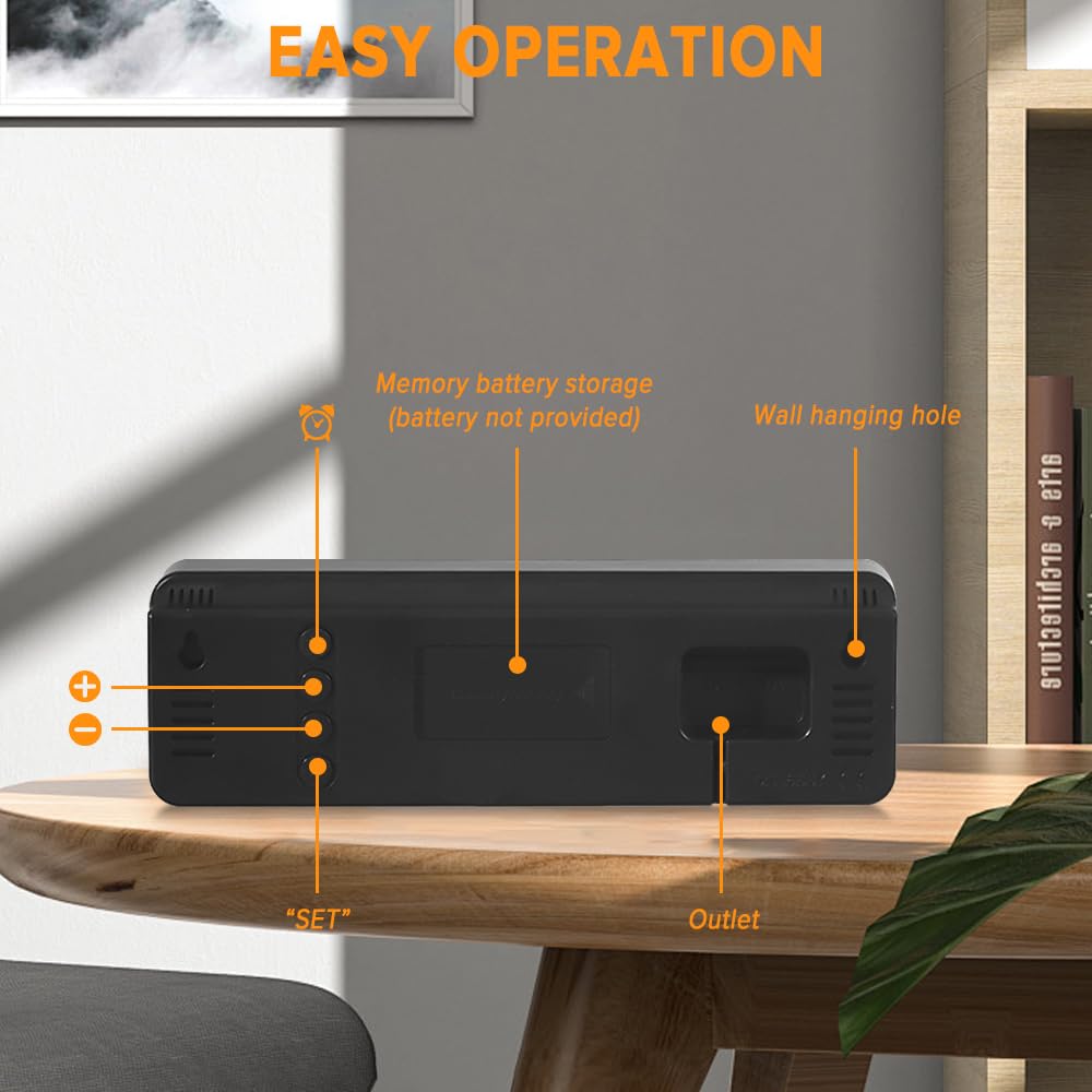 Black Digital LED Alarm Clock Bedside Desk 3cm x 7.5cm NEW