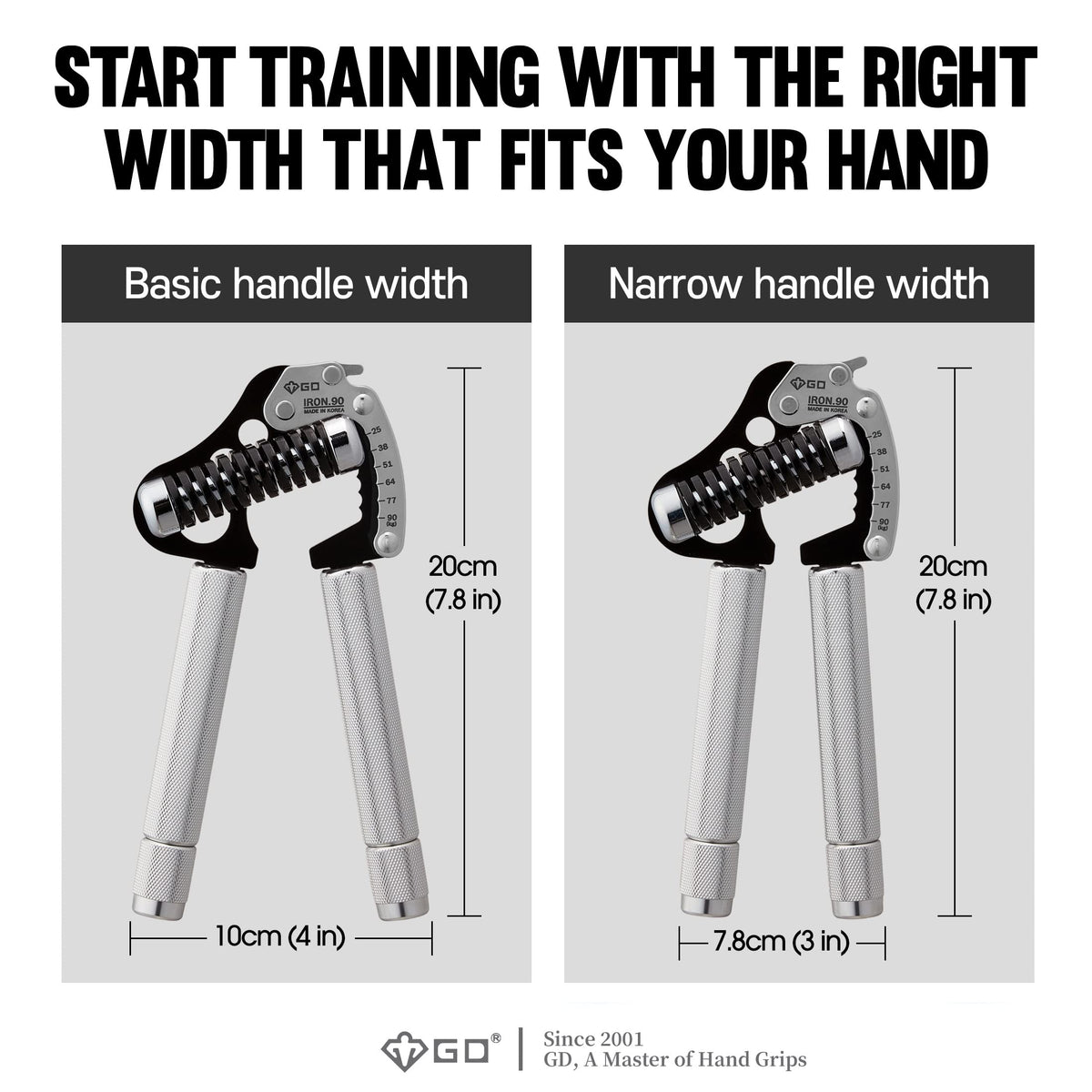 GD Iron Grip Hand Strengthener Adjustable 25-90kg Training Tool Silver NEW