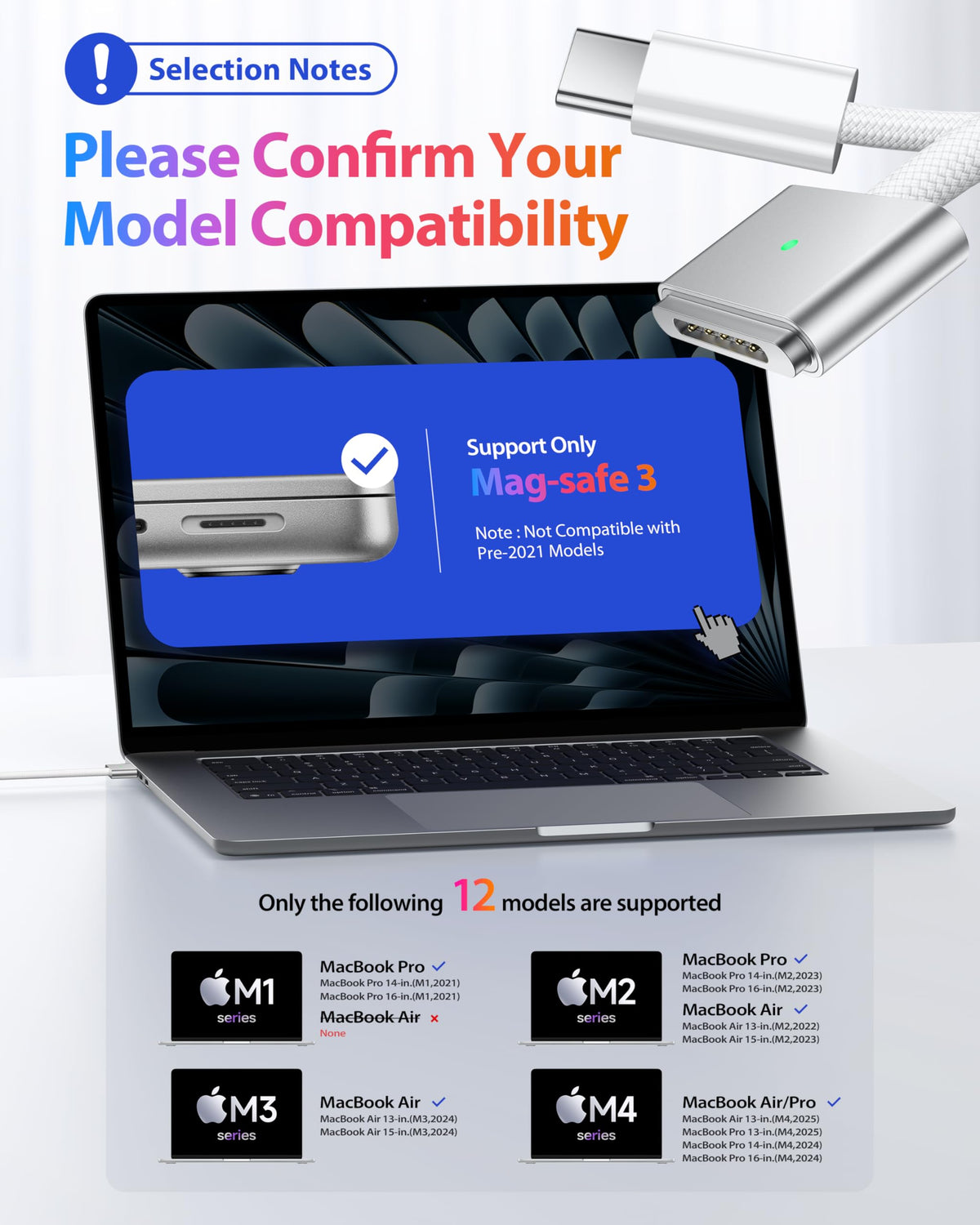 Stouchi USB-C USB Cables to MagSafe 3 Charging Cable Black 2m Fast Charge DEMO