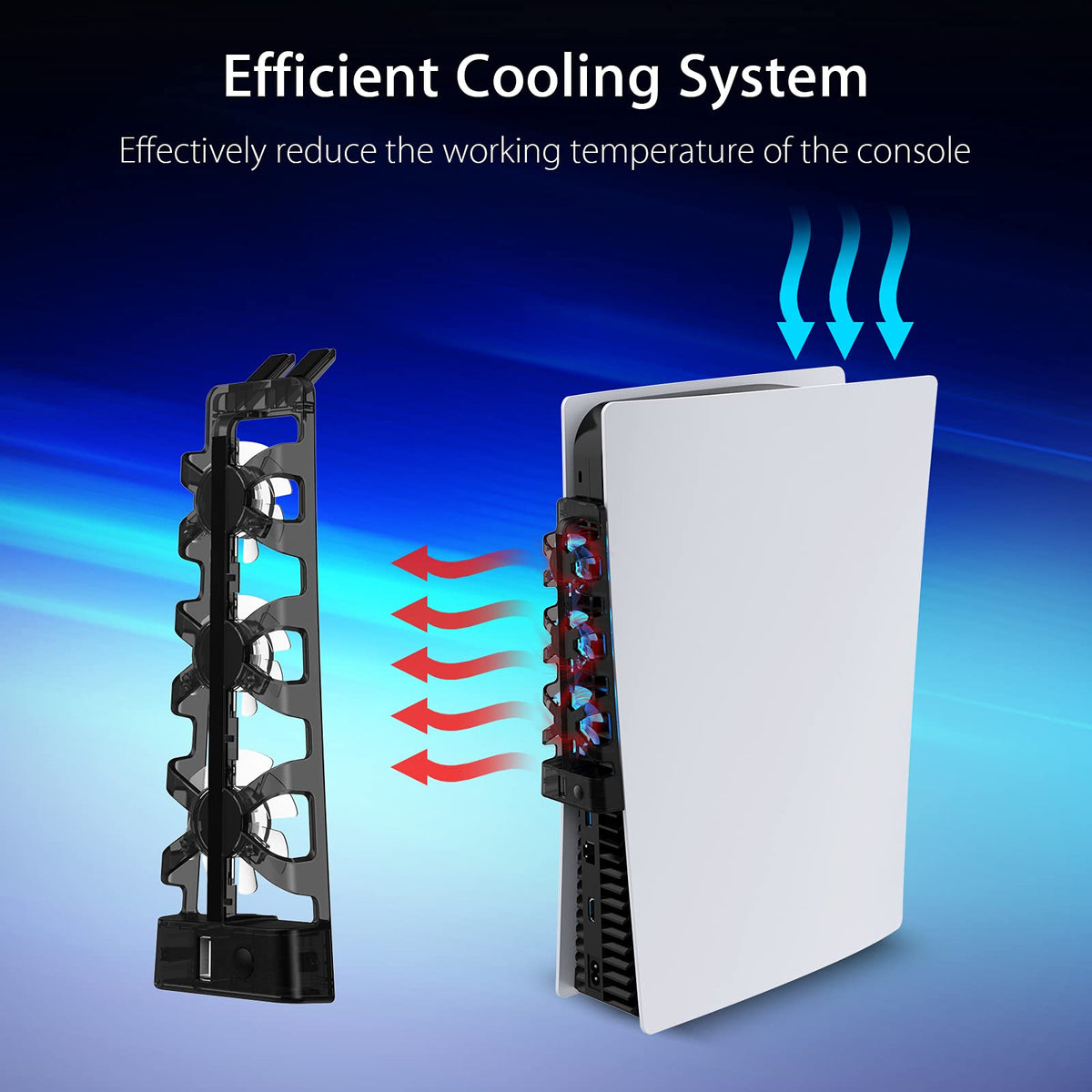 NexiGo PS5 Gaming Accessories Cooling Fan with LED Light Auto On Off - DEMO