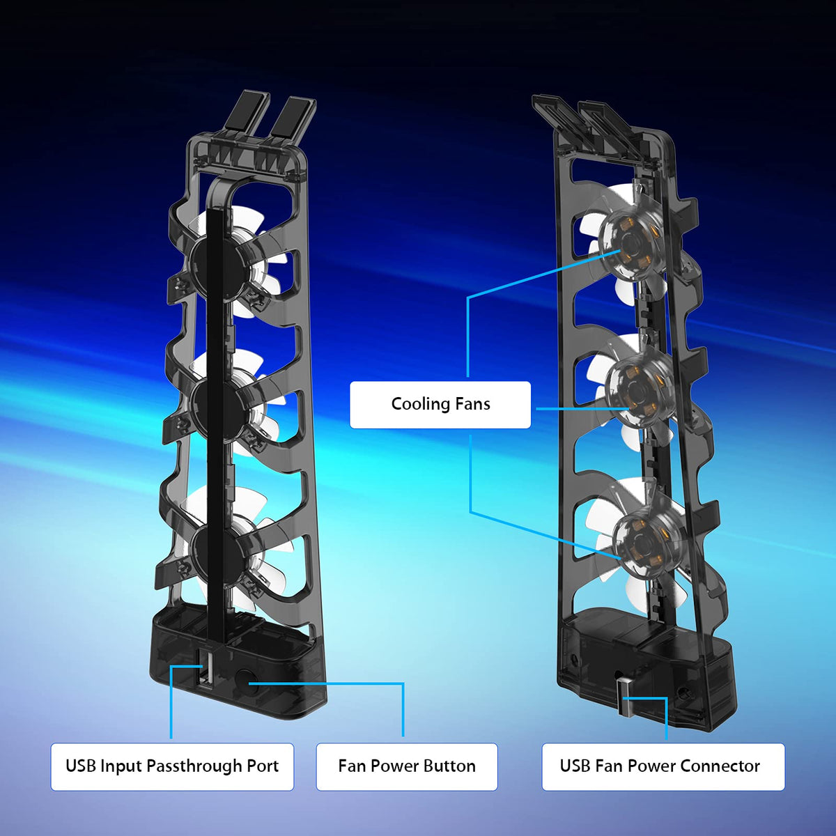 NexiGo PS5 Gaming Accessories Cooling Fan with LED Light Auto On Off - DEMO