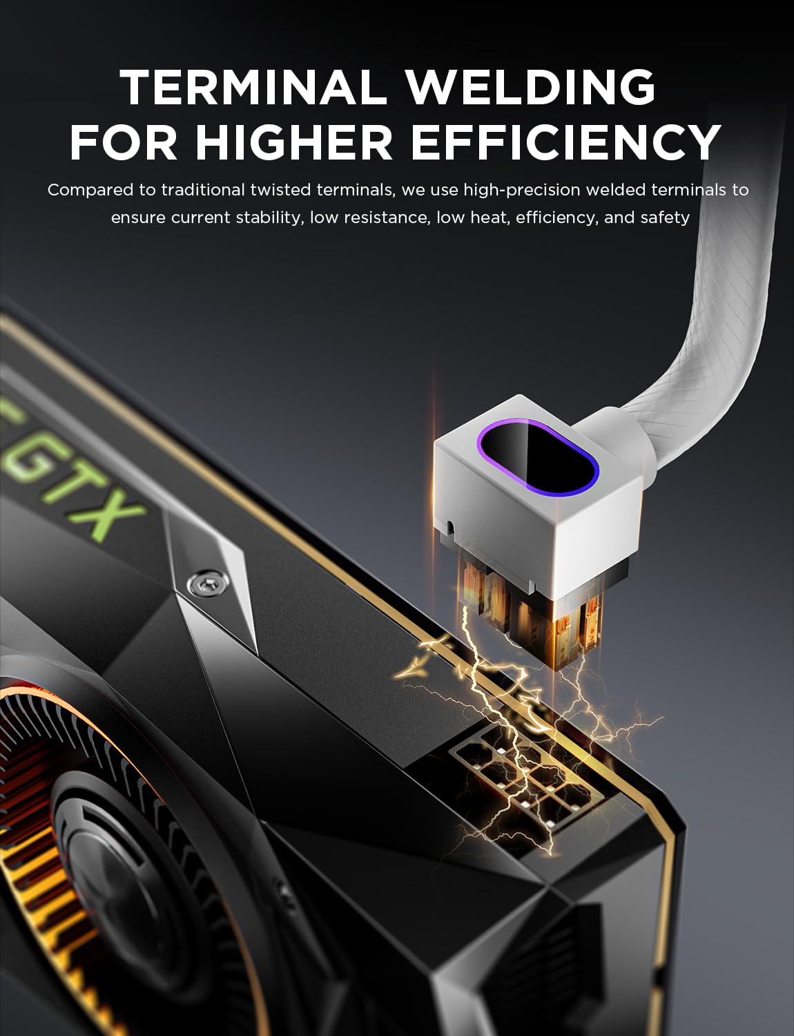 AsiaHorse 8 Power Cords Pin GPU Extension Cable ARGB White 90 Degree NEW