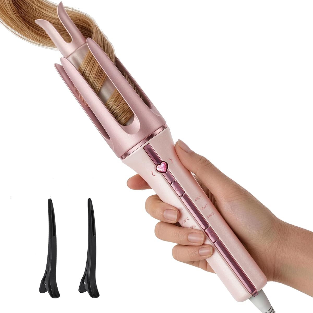SHEGLAM 32mm Automatic Curling Tongs Dual Direction Ceramic Pink Size 32mm DEMO
