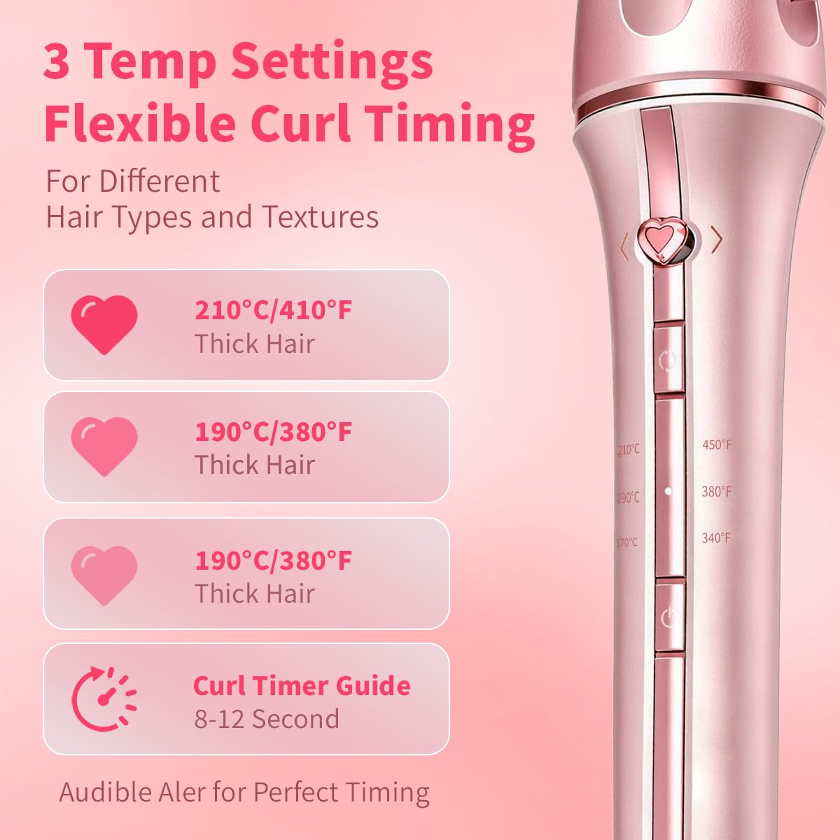 SHEGLAM 32mm Automatic Curling Tongs Dual Direction Ceramic Pink Size 32mm DEMO