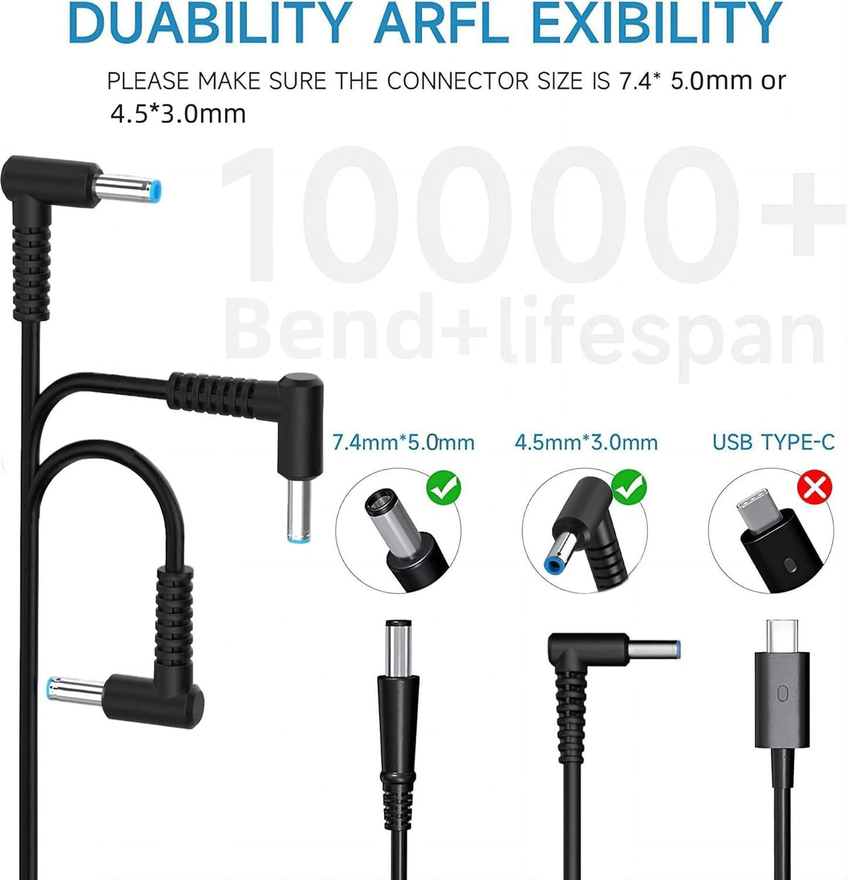 65W Black Laptop Charger for HP Pavilion Envy Spectre Power Adapter DEMO