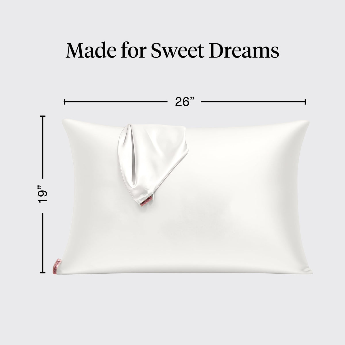 Kitsch Satin Pillowcases Pillowcase with Zipper - Ivory Standard/Queen 1 NEW