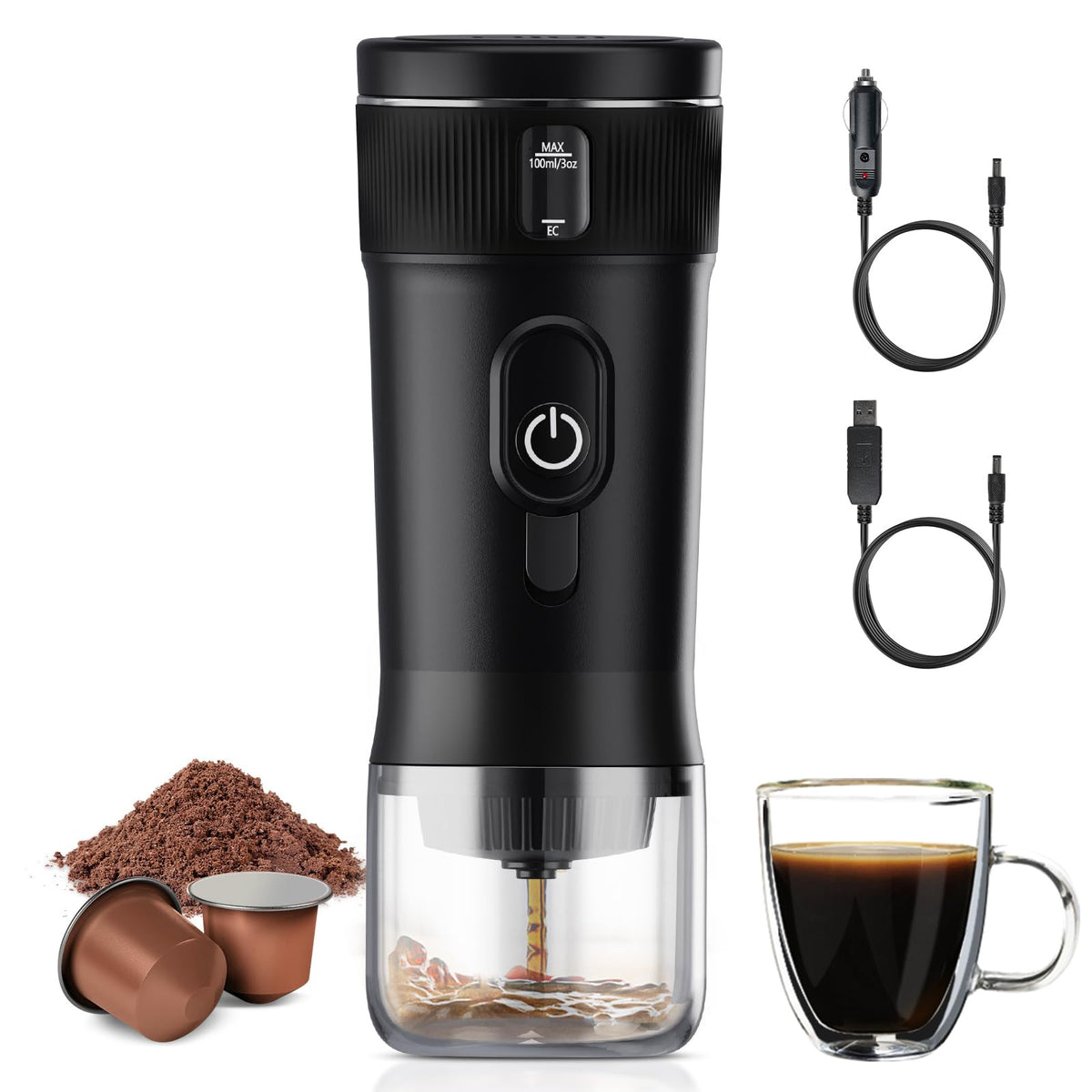 Portable Mini Espresso Coffee Maker 100W Black 100ml Machine NEW