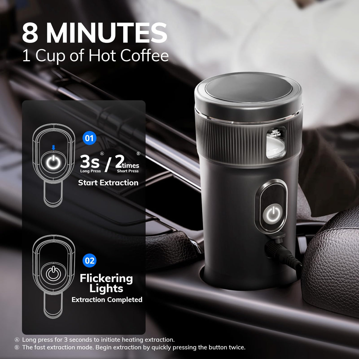 Portable Mini Espresso Coffee Maker 100W Black 100ml Machine NEW