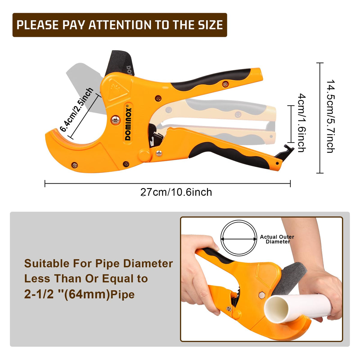 2-1/2" Yellow PVC Pipe Cutter Hand Tool | 64mm Professional Grade DEMO