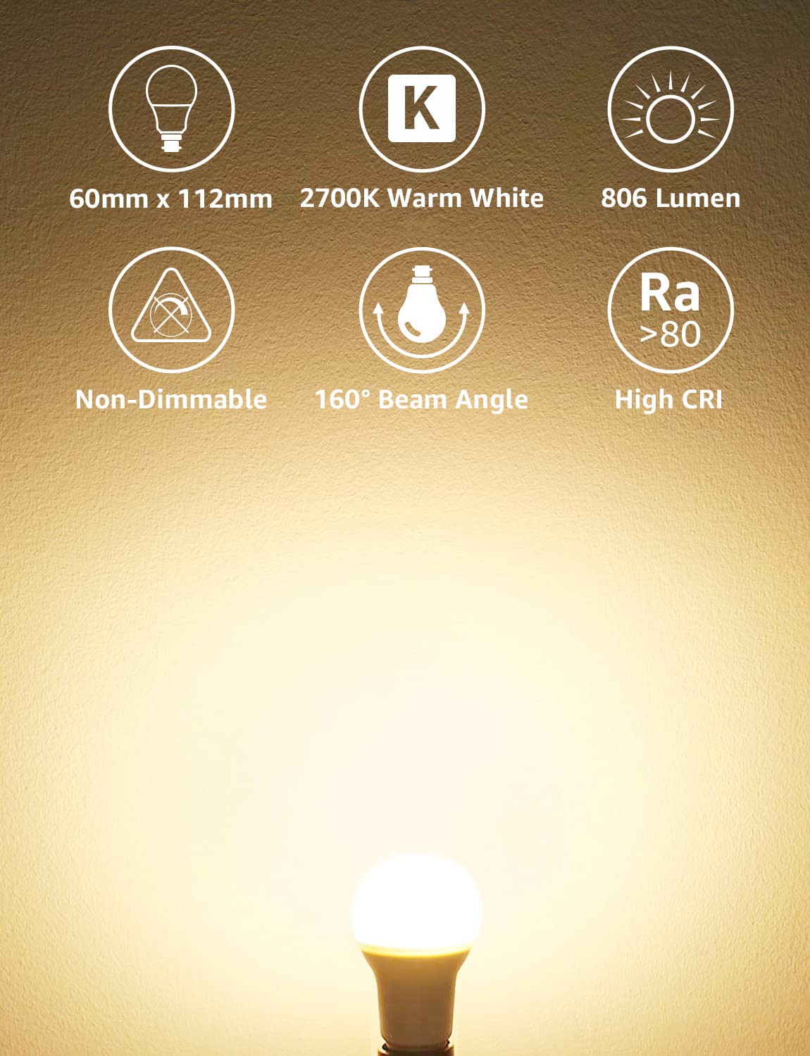 Lepro LED Bulbs Bayonet 60W Equivalent Warm White 2700K 806lm DEMO