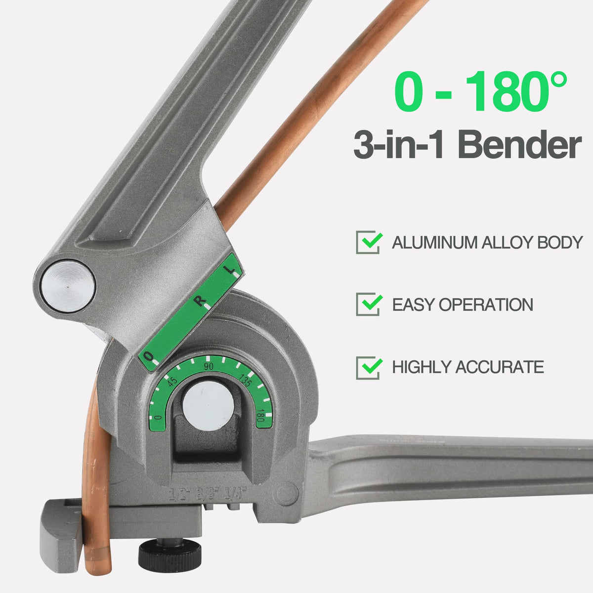 Super Stars 3-in-1 Tubing Bender Hand Tool Grey 1/4" 3/8" 1/2 Size 1/4", DEMO
