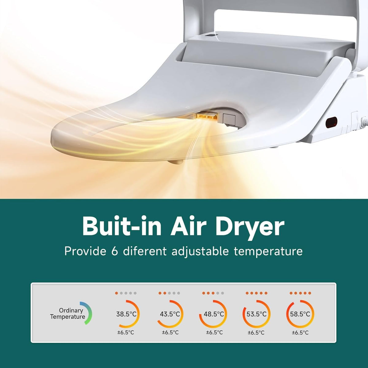 AQUATIZ D-Shaped Electric Bidet Toilet Seat with Auto Open Close White NEW