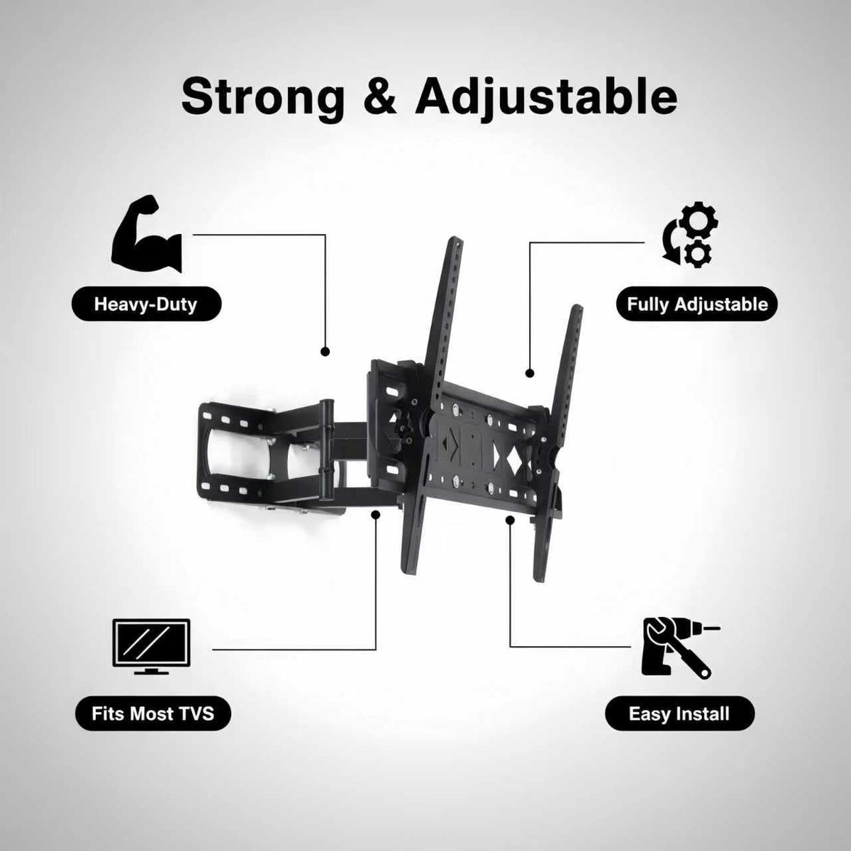 Midook TV Wall Mount Swivel Tilt Articulating Dual Arms - Black NEW