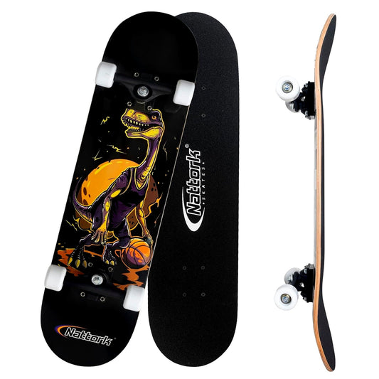 Nattork Black Skateboards Skateboard 21.73 x 5.9 Complete Beginner Friendly NEW