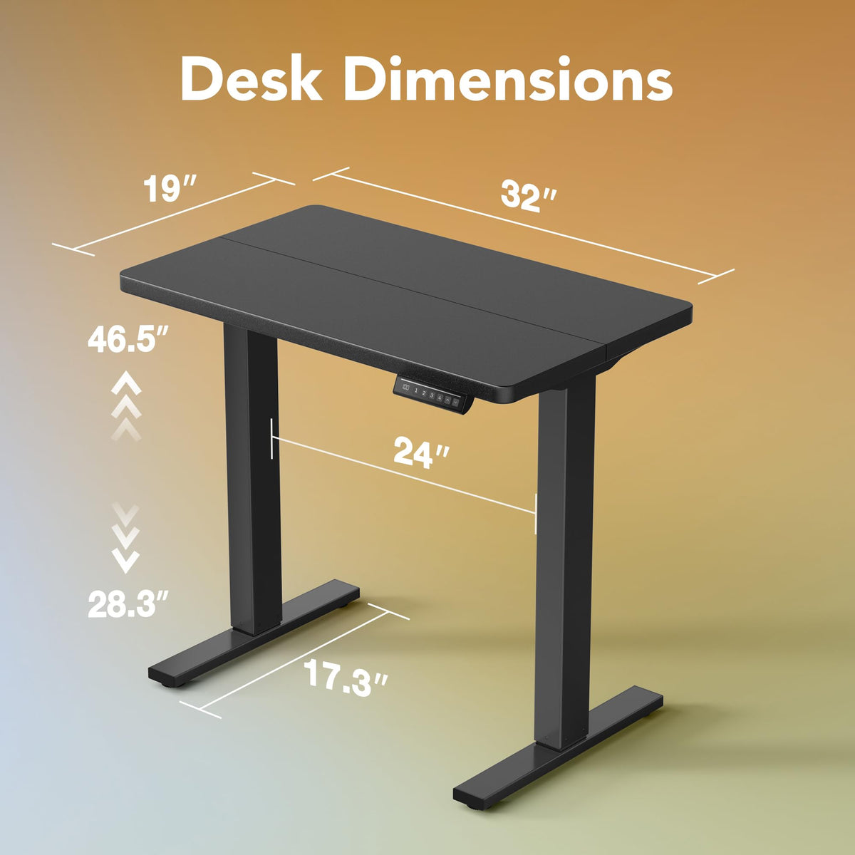 HUANUO Electric Desks Standing Desk 31.5" x 18.9" Black Adjustable Size NEW