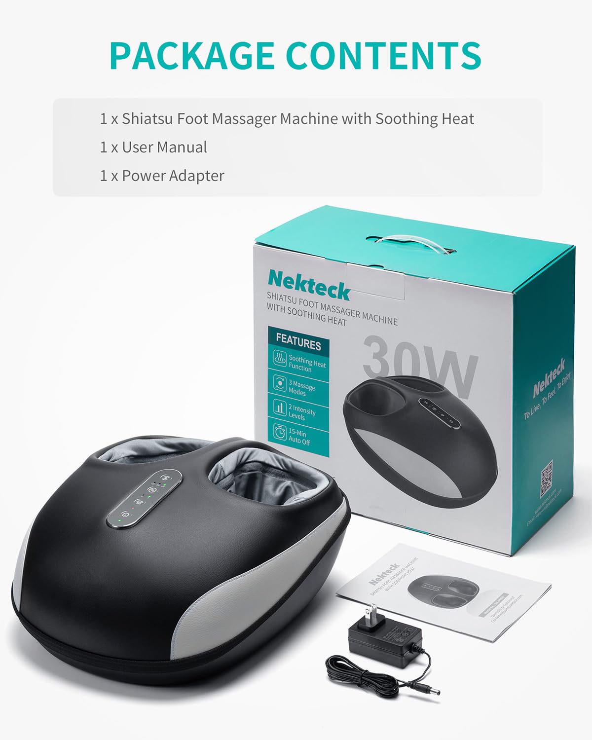 Nekteck Electric Foot Spa Massager with Heat & Deep Kneading Black DEMO